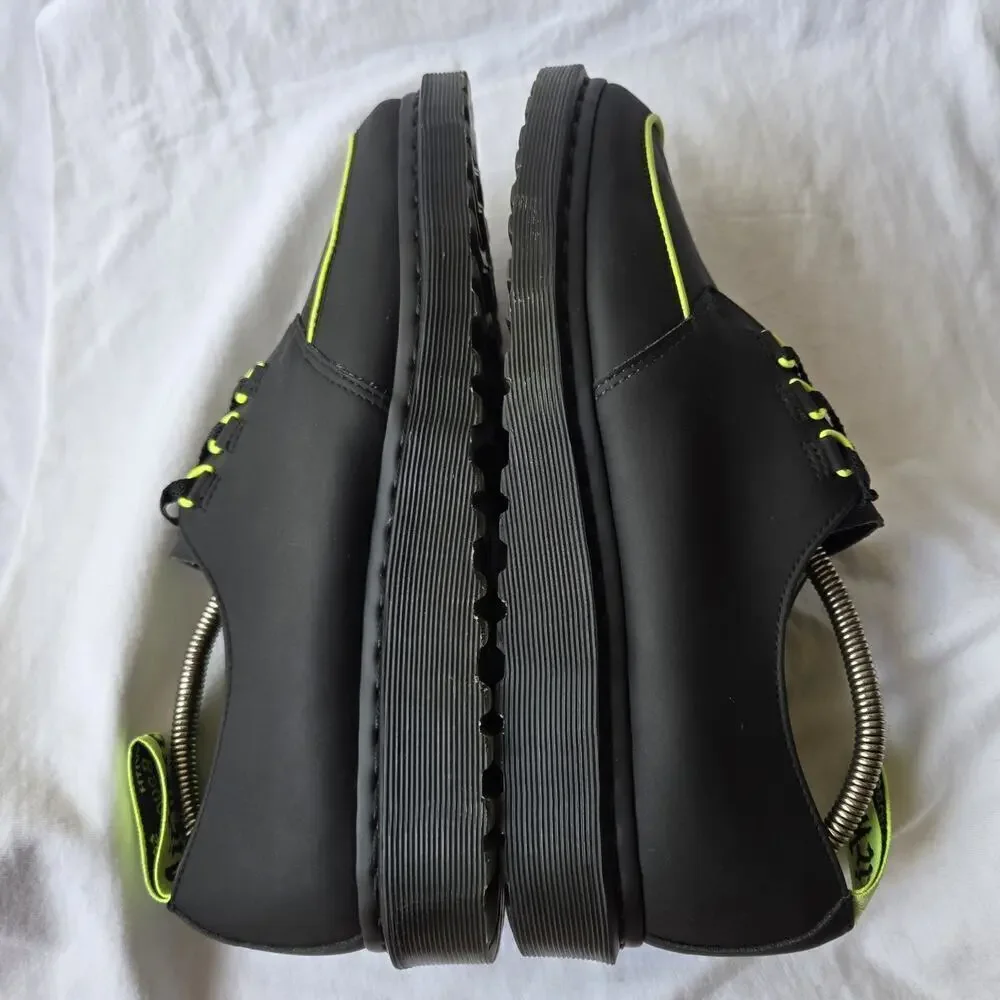 Dr Martens Ramsey Alt Creeper Men's Leather Oxfords Black/Neon Green Size 12